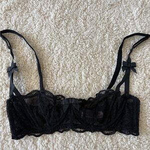 Agent Provocateur Black Lace Bralette with Ribbon Details (Demi cup)